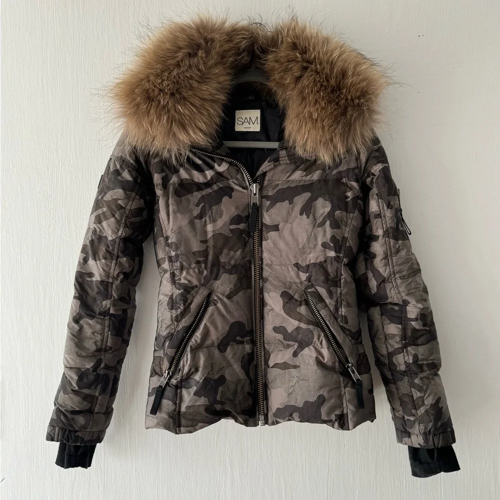 SAM Green Camo Fur Freestyle Down Winter Jacket - Picture 4 of 13